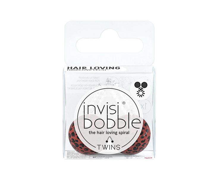 Gumka do wosw spiralka cienka z kuleczkami Invisibobble Twins Purrfection - brzowa w ctki