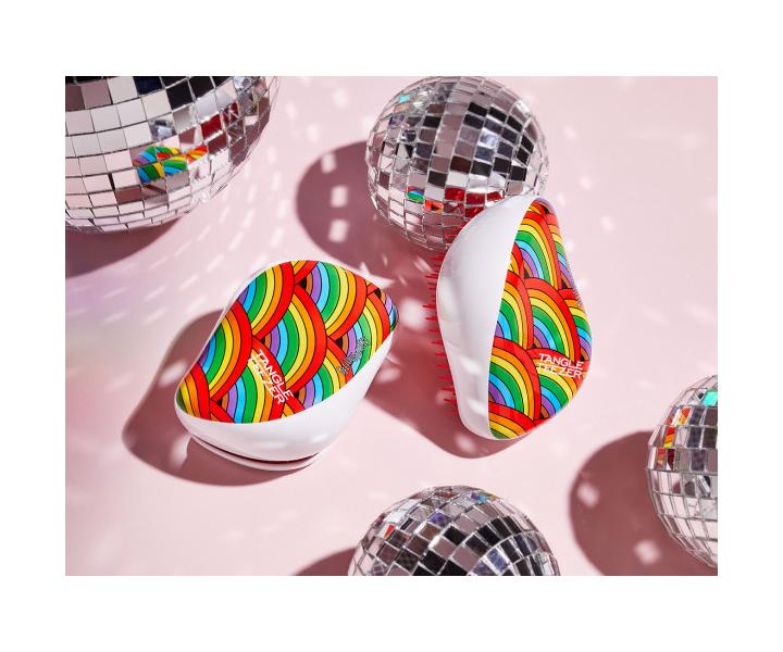 Szczotka do rozczesywania wosw Tangle Teezer Compact Rainbow Galore - biao-czerwona