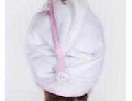 Turban do w�os�w MaryBerry Candy Dream - bia�y z r�owym paskiem