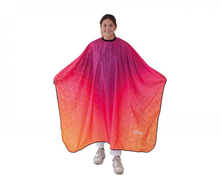 Peleryna fryzjerska do strzyenia wosw Eurostil Professional - wzr geometryczny - metalowy haczyk