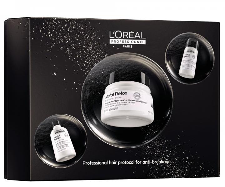 Zestaw upominkowy do w�os�w farbowanych i zniszczonych Lor�al Professionnel Serie Expert Metal Detox Trio