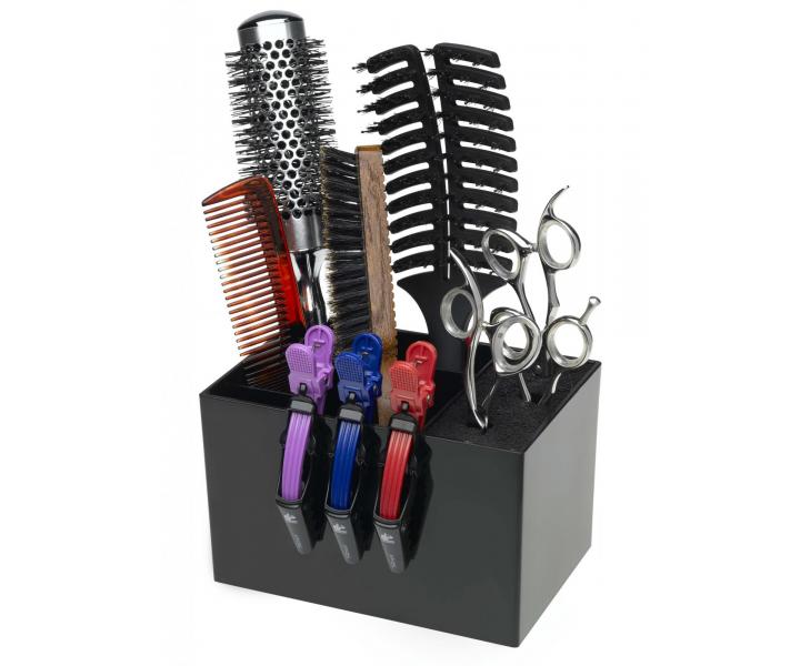 Plastikowy organizer na akcesoria fryzjerskie Sibel Practiq - czarny