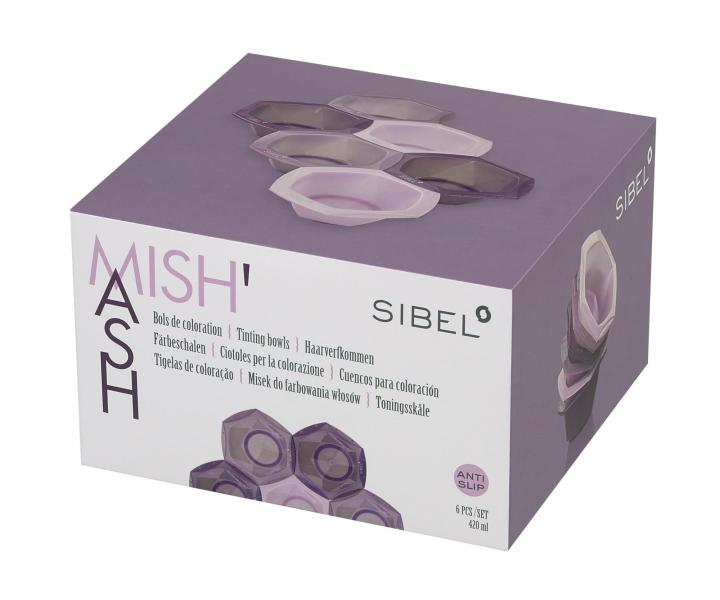 Zestaw kolorowych misek do mieszania farb fryzjerskich Sibel Mish'Mash - 6 szt