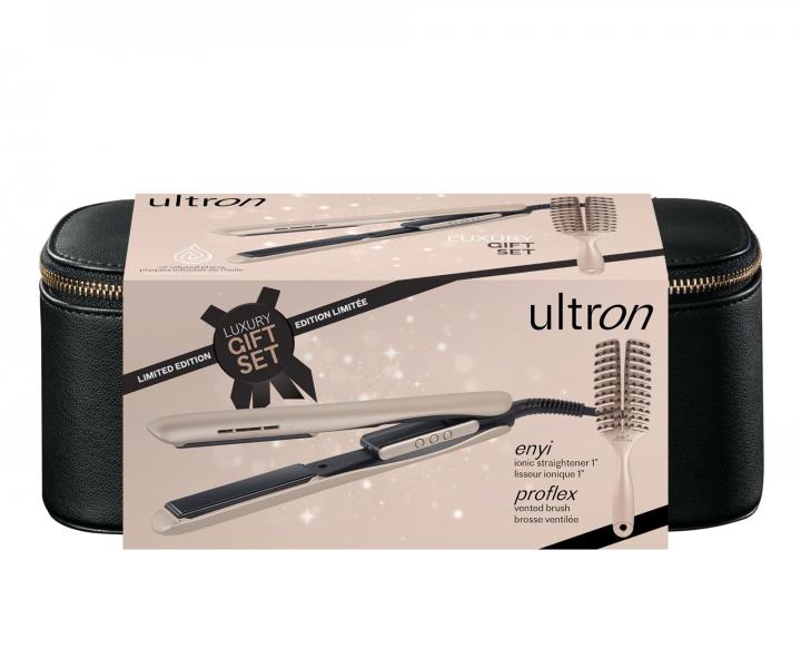 Luksusowy zestaw profesjonalnej prostownicy Ultron Enyi 1" szczotki Sibel Proflex i etui Ultron Luxury Gift Set - zoty