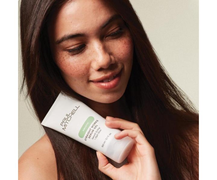 Serum �elowe do prostowania w�os�w falowanych i kr�conych Paul Mitchell Smooth Straight Works Serum Gel - 150 ml