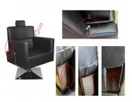 Fotel fryzjerski barberski Detail Larry - czarny (68) - II. jako�� - otarcia na drewnianej powierzchni i dziury w ekosk�rze