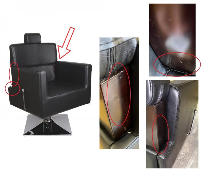 Fotel fryzjerski barberski Detail Larry - czarny (68) - II. jako�� - otarcia, dziury i porysowany ty� fotela