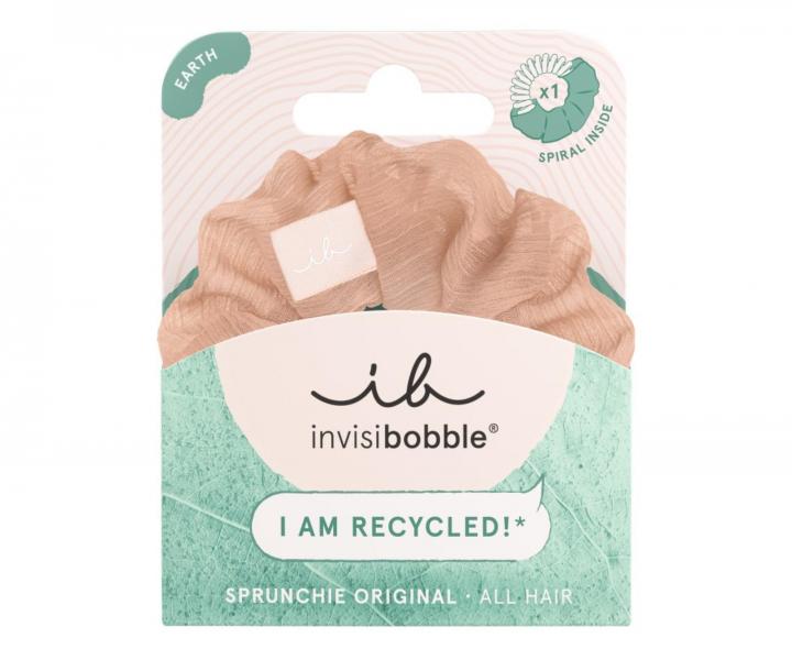 Ozdobna gumka spiralka wykonana z materiau pochodzcego z recyklingu Invisibobble Sprunchie Recycling Rocks - pudrowa