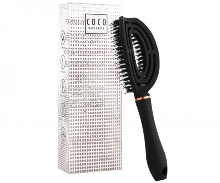 Szczotka do rozczesywania i suszenia w�os�w z w�osiem dzika i nylonowym Sister Young Coco Hair Brush - czarna