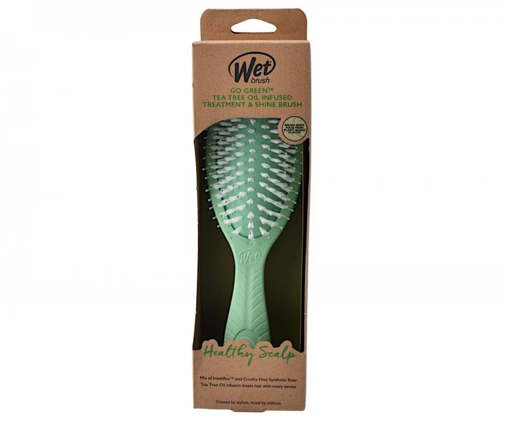 Szczotka do rozczesywania wosw z dodatkiem olejku z drzewa herbacianego Wet Brush Go Green Treatment & Shine Brush - zielona