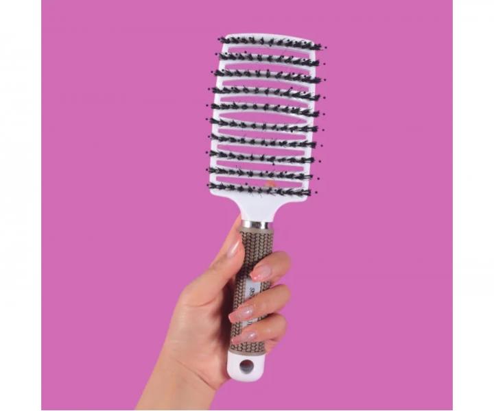 Szczotka do rozczesywania i suszenia w�os�w z w�osiem dzika i nylonowym Sister Young Zoco Hair Brush - bia�a