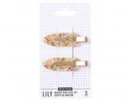 Spinki do w�os�w Sister Young Lily Makeup Hair Clips Set - 6 cm - 2 szt. - kremowo-be�owe