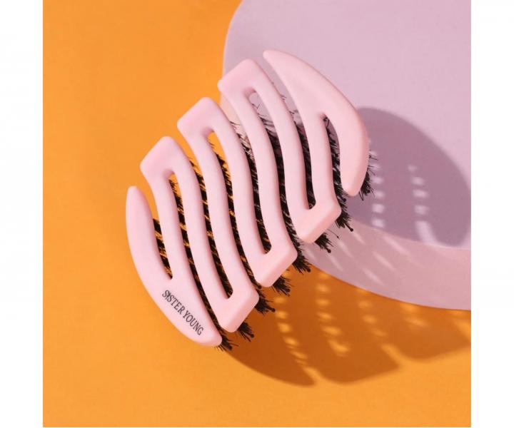 Szczotka do w�os�w z w�osiem dzika i nylonowym Sister Young Mila Pocket Hair Brush - jasnor�owa