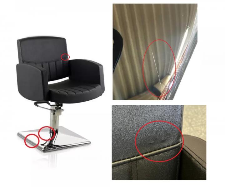 Fotel fryzjerski Detail Fast - czarny - II. jako - rysy na podstawie, wada ekoskry