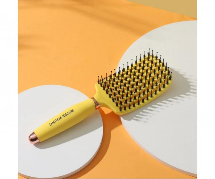 Szczotka do rozczesywania i suszenia w�os�w z w�osiem dzika i nylonowym Sister Young Ovia Hair Brush - ��ta
