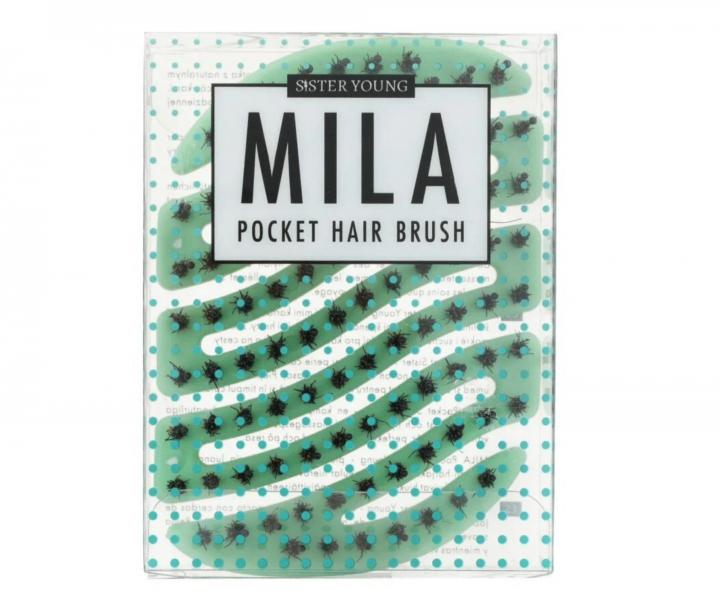 Szczotka do w�os�w z w�osiem dzika i nylonowym Sister Young Mila Pocket Hair Brush - jasnozielona