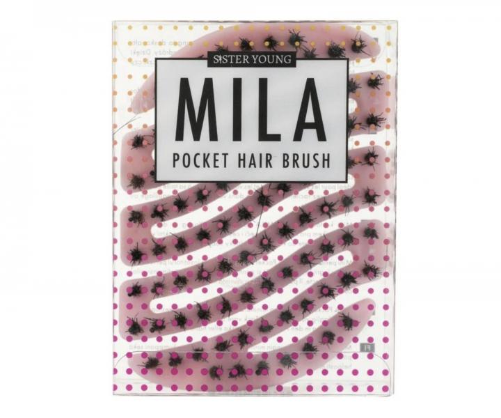 Szczotka do w�os�w z w�osiem dzika i nylonowym Sister Young Mila Pocket Hair Brush - jasnor�owa