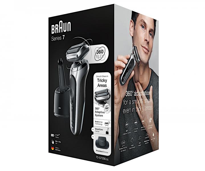Golarka ze stacj� �aduj�co-czyszcz�c� Braun Series 7 71-7200cc - srebrna