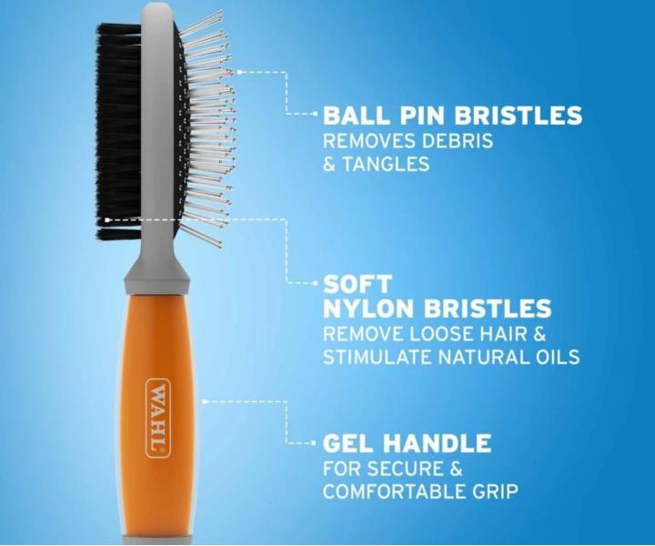 Dwustronna szczotka do piel�gnacji sier�ci zwierz�t Wahl Professional Double Sided Brush 58421 - pomara�czowa