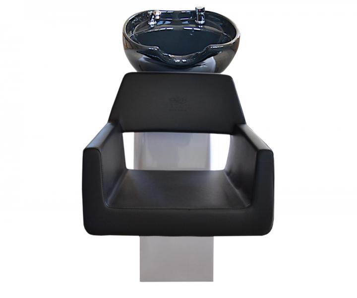 Myjnia fryzjerska Detail Luxor - gadki czarny fotel (77) - czarna umywalka