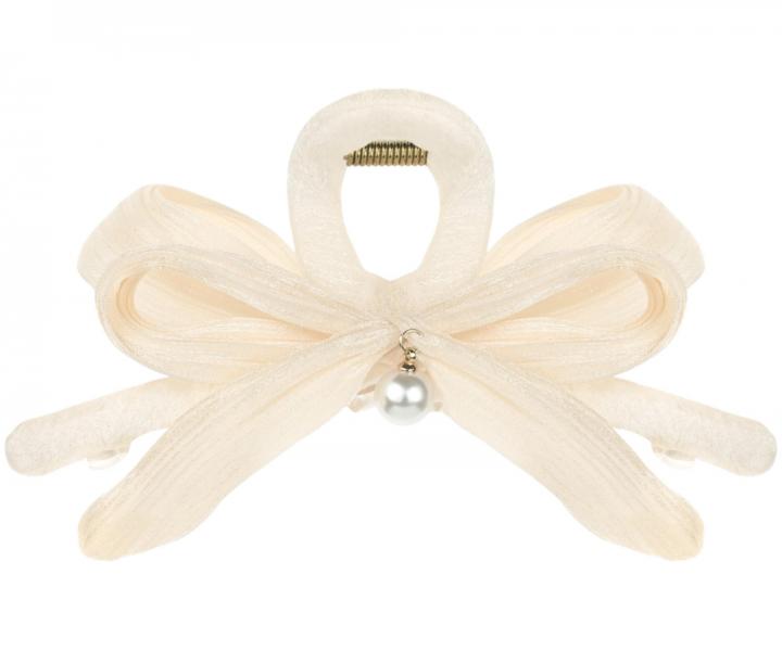 Klamra do w�os�w z kokard� i pere�k� Invisibobble Clipstar L Ballet Core - kremowa