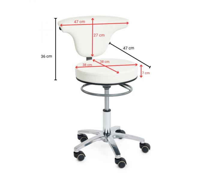 Taboret na kkach z oparciem Sibel Swivel - biay