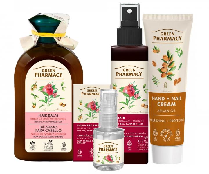 Zestaw upominkowy do wosw suchych i zniszczonych z granatem i olejem arganowym Green Pharmacy