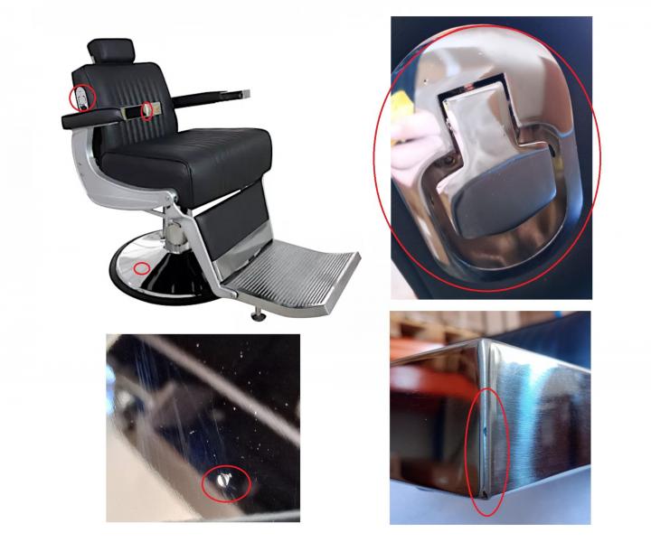Fotel fryzjerski Barber Hairway David - srebrno-czarny - II. jako - wady na powierzchni