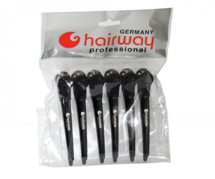 Peleryna fryzjerska do strzy�enia Hairway - czarno-czerwona + karbonowe klipsy do w�os�w Hairway - 10 cm - czarne - 6 sztuk grat
