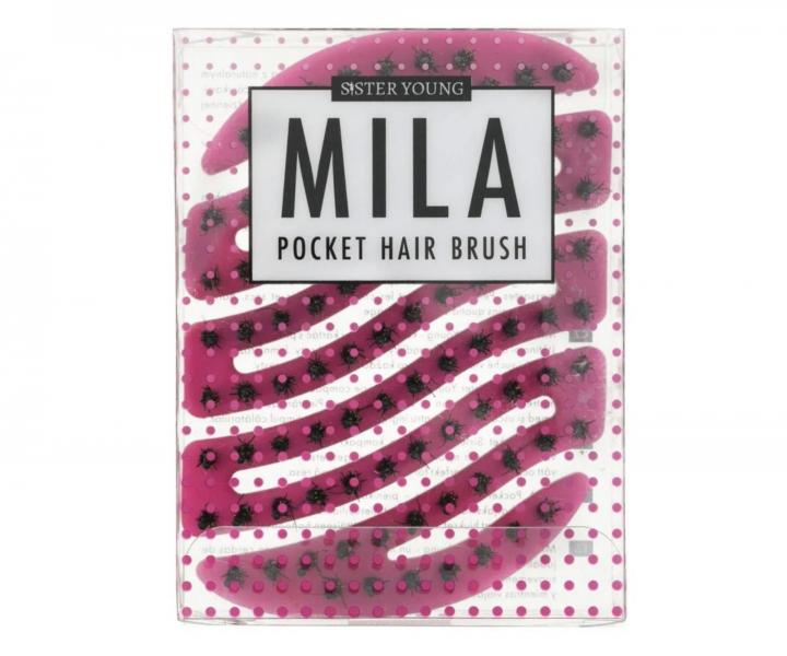 Szczotka do w�os�w z w�osiem dzika i nylonowym Sister Young Mila Pocket Hair Brush - ciemnor�owa