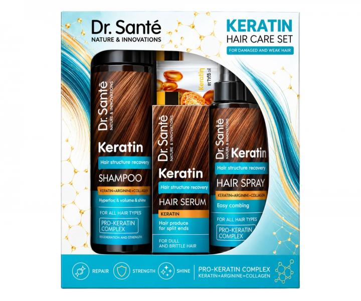 Zestaw upominkowy odbudowuj�cy do w�os�w matowych i �amliwych Dr. Sant� Keratin Hair Care Set