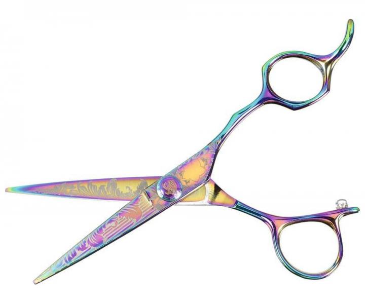 Noyczki fryzjerskie Sibel Cisoria Pink Rainbow 6" tczowe z wzorem