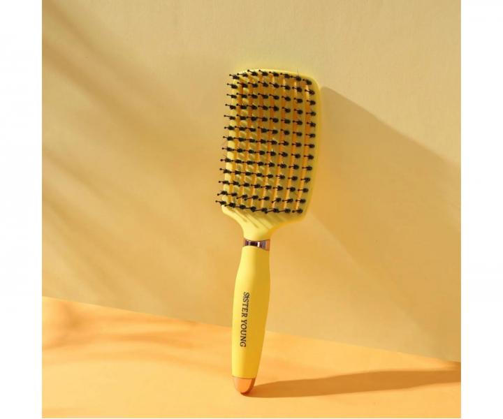 Szczotka do rozczesywania i suszenia w�os�w z w�osiem dzika i nylonowym Sister Young Ovia Hair Brush - ��ta