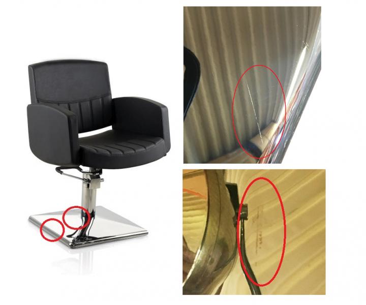 Fotel fryzjerski Detail Fast - czarny - II. jako - rysy na podstawie, wada ekoskry