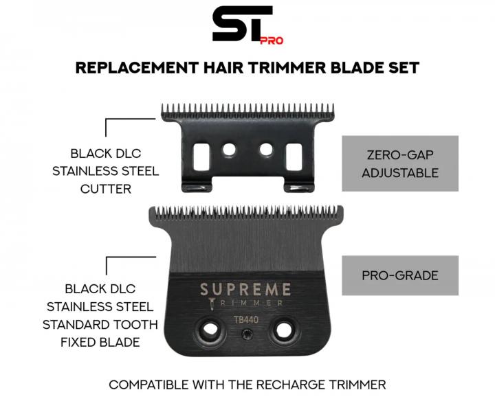 Profesjonalny trymer do w�os�w z wymiennymi akumulatorami Supreme Trimmer Recharge ST777 - czarny