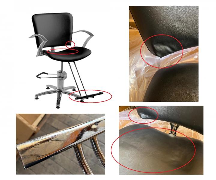 Fotel fryzjerski Eurostil Professional - czarny - II. jako - otarcia i rdza, wgniecenia skry