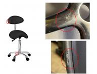 Taboret siodo na kkach Weelko NOBLE - czarny - II. jako - rysy na podstawie i rozdarta ekoskra