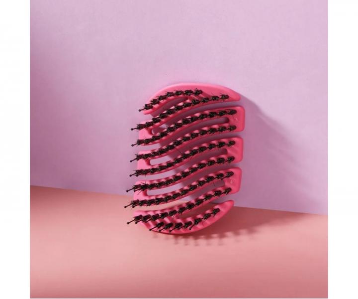 Szczotka do w�os�w z w�osiem dzika i nylonowym Sister Young Mila Pocket Hair Brush - ciemnor�owa