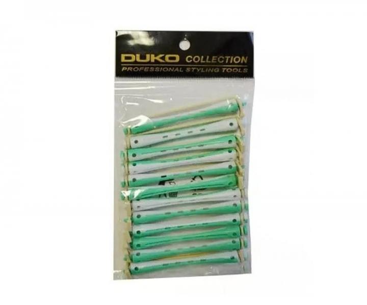 Plastikowe wa�ki do trwa�ej ondulacji Duko 1161 - �rednica 6 mm - 12 szt. - zielono-bia�e