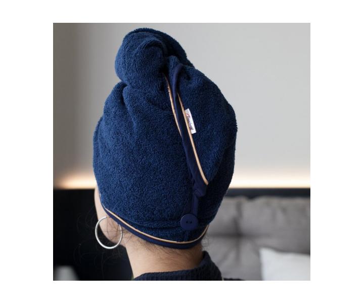 Turban do w�os�w MaryBerry Full Moon - granatowy ze z�otym paskiem