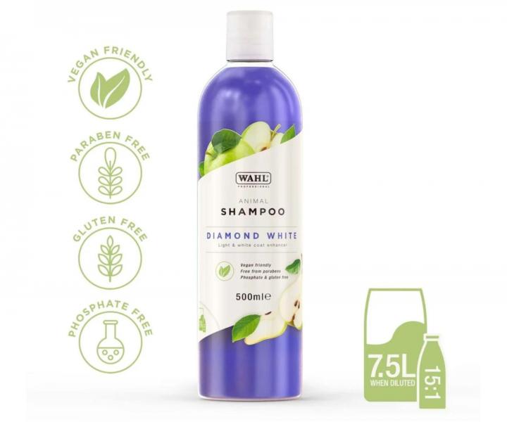 Szampon rozja�niaj�cy dla jasnej sier�ci zwierz�t Wahl Professional Animal Shampoo Diamond White - 500 ml - koncentrat