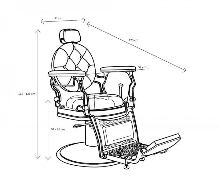Fotel fryzjerski barberski Sibel Barburys Malone II - brzowy, mosidz patynowany