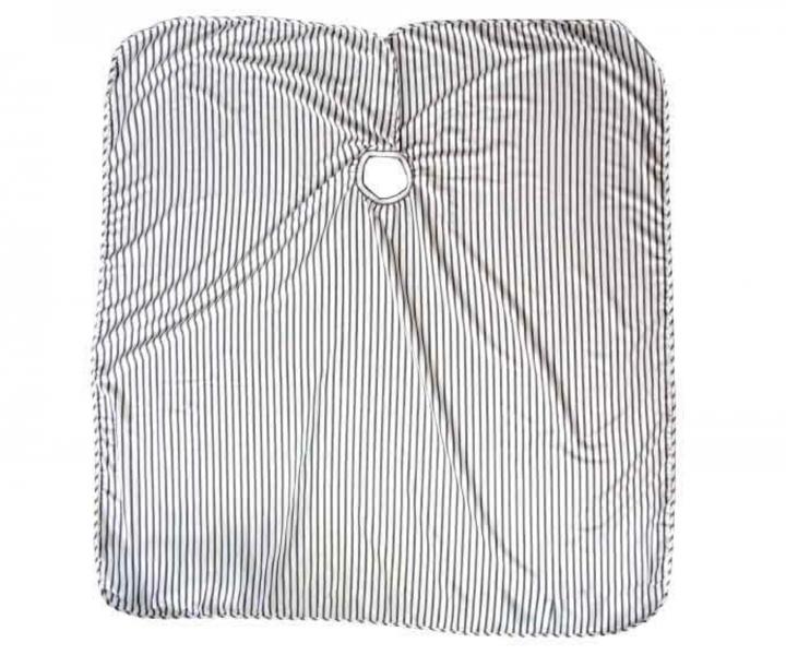 Peleryna fryzjerska do strzyenia Duko 596 - biaa w paski - zapinanie na rzep