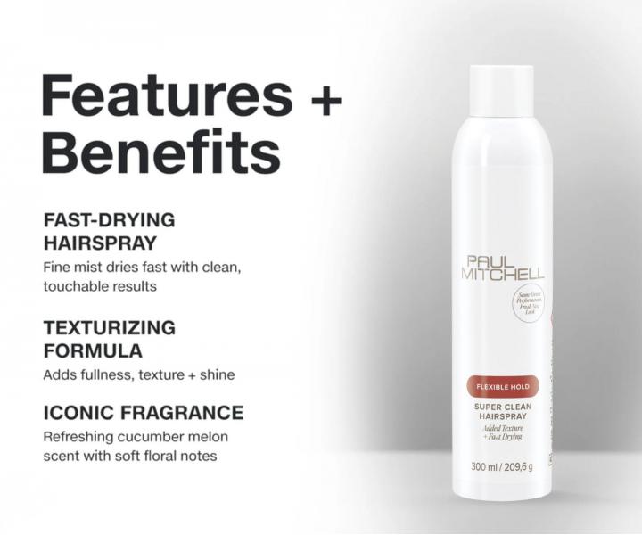 Lekki lakier do w�os�w �rednio utrwalaj�cy Paul Mitchell Flexible Hold Super Clean Hairspray - 300 ml