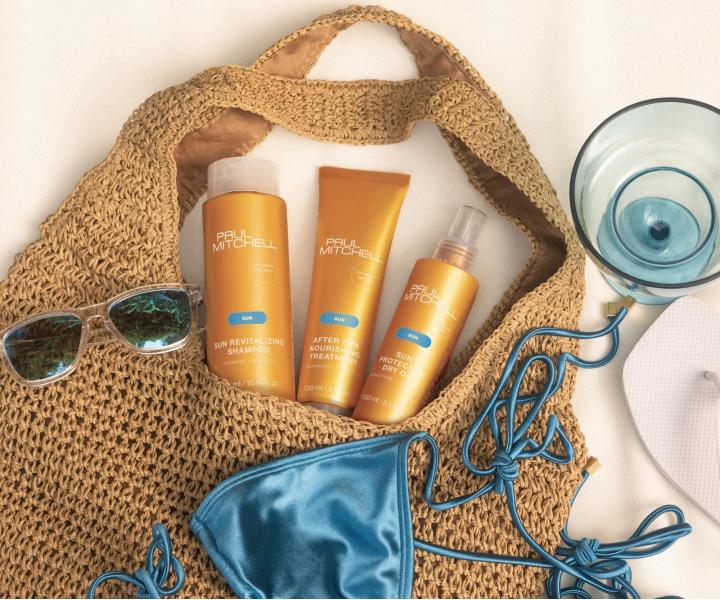 Zestaw do w�os�w nara�onych na dzia�anie s�o�ca Paul Mitchell Sun Trio + �ci�gany woreczek Paul Mitchell gratis