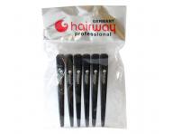 Klipsy do wosw karbonowe Hairway - 12 cm - 6 szt - czarne