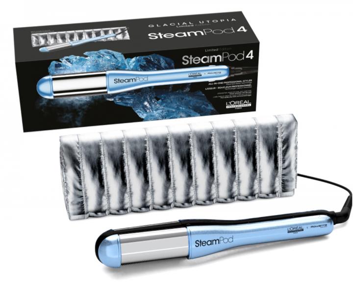 Prostownica parowa do wosw Loral Professionnel SteamPod 4 Glacial Utopia - jasnoniebieska metaliczna