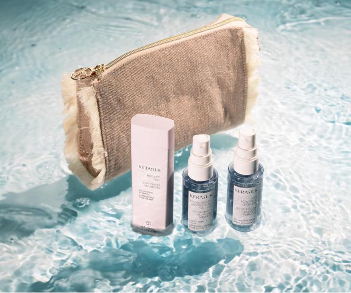 Zestaw podrny zwikszajcy objto wosw Kerasilk Volumizing Travel Set + kosmetyczka gratis