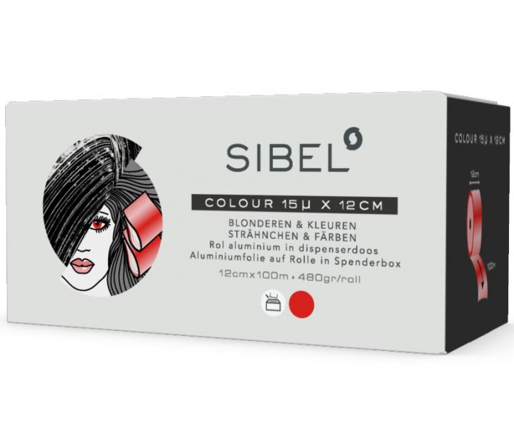 Profesjonalna folia fryzjerska aluminiowa Sibel - 15 mikronw - 100 m - czerwona