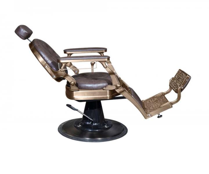 Fotel fryzjerski barberski Sibel Barburys Malone II - brzowy, mosidz patynowany